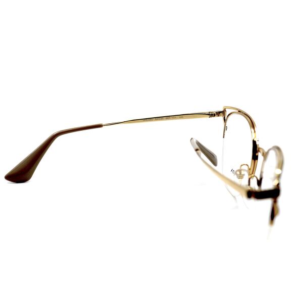 PRADA PR 64U 98R1O1 BROWN GOLD DEMO LENS AUTHENTIC EYEGLASSES FRAME - Picture 8 of 12